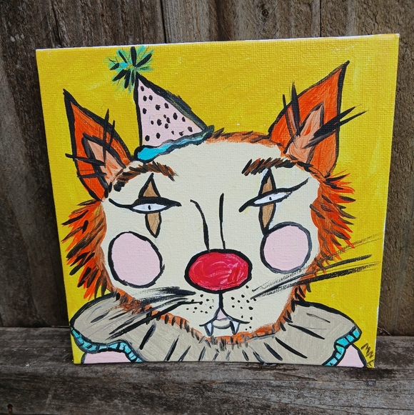 Colorful Cat Clown Canvas Art - Picture 8 of 8